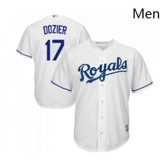 Mens Kansas City Royals 17 Hunter Dozier Replica White Home Cool Base Baseball Jersey